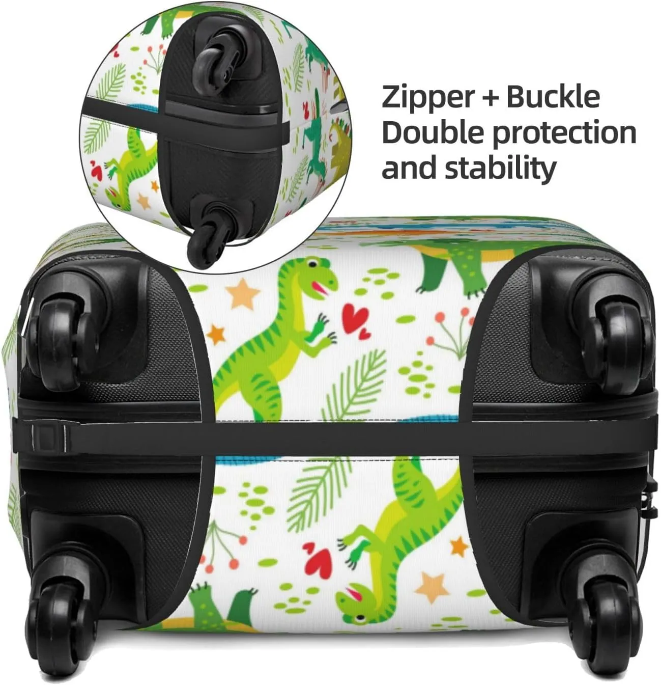 Travel Luggage Cover Suitcase Stretch Washable Dinosaurs Tropical Leaves Suitcase Protector Bag,Spandex With Zipper Closure Baggage Covers,X-Large