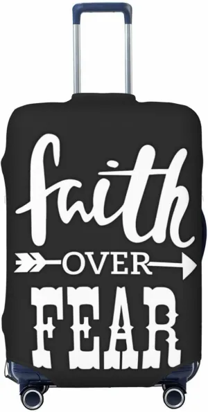 Travel Luggage Cover Suitcase Stretch Washable Faith Over Fear 2 Suitcase Protector Bag,Dust-Proof Double-Sided Baggage Covers,Medium