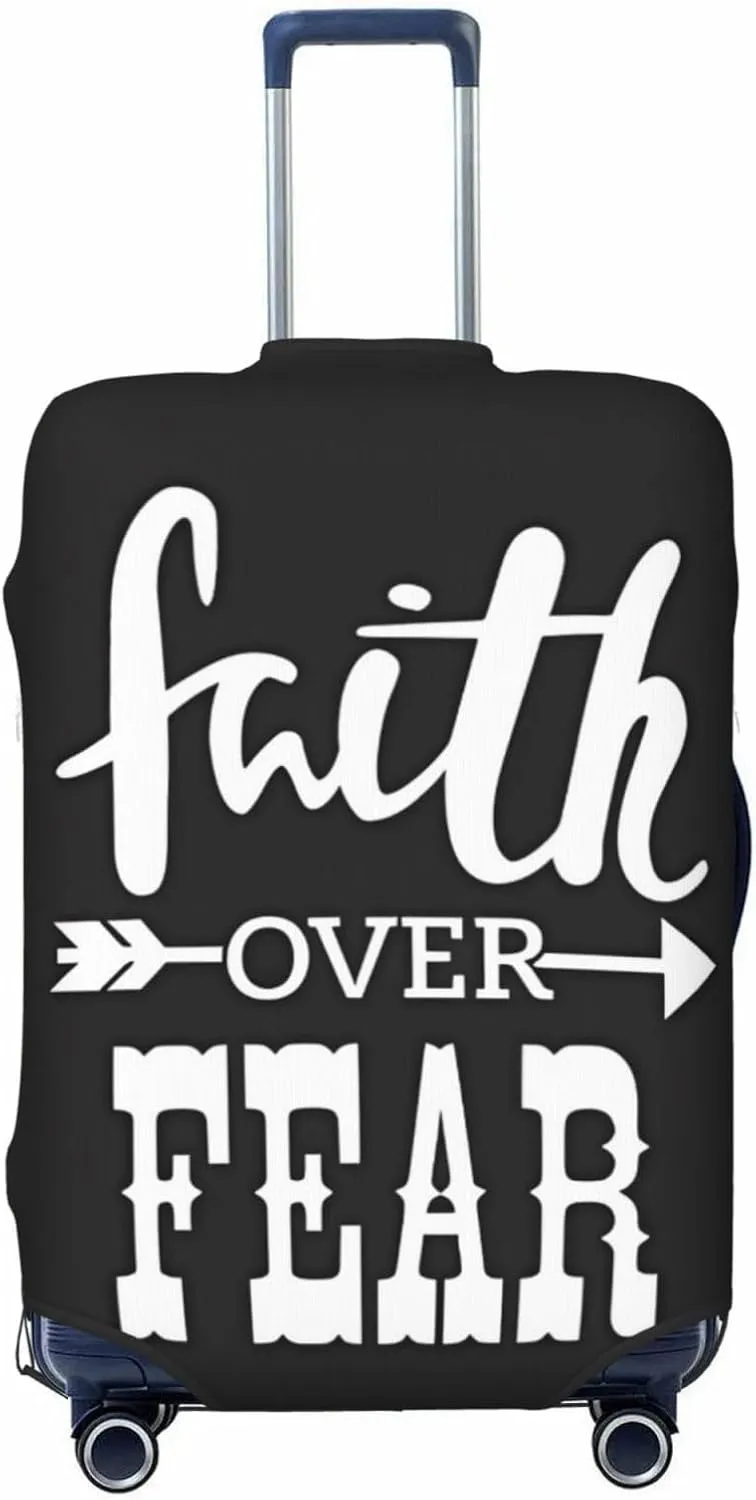 Travel Luggage Cover Suitcase Stretch Washable Faith Over Fear 2 Suitcase Protector Bag,Dust-Proof Double-Sided Baggage Covers,Medium