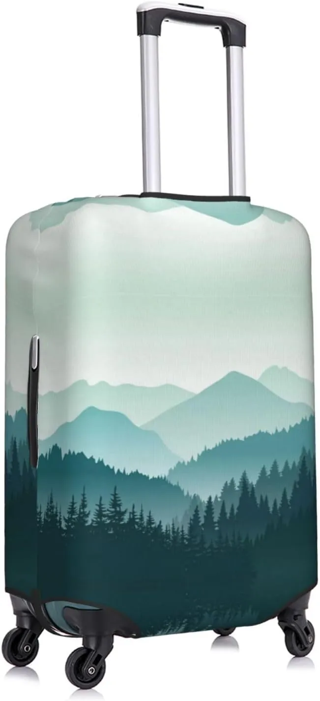 Travel Luggage Cover Suitcase Stretch Washable Green Mountain Landscape Suitcase Protector Bag,Anti-Scratch With Zipper Closure Baggage Covers,X-Large
