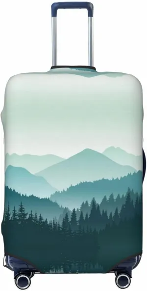 Travel Luggage Cover Suitcase Stretch Washable Green Mountain Landscape Suitcase Protector Bag,Anti-Scratch With Zipper Closure Baggage Covers,X-Large