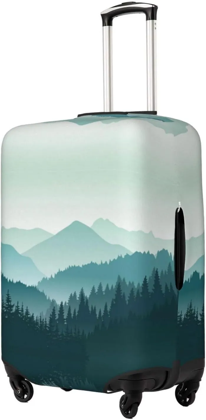 Travel Luggage Cover Suitcase Stretch Washable Green Mountain Landscape Suitcase Protector Bag,Anti-Scratch With Zipper Closure Baggage Covers,X-Large