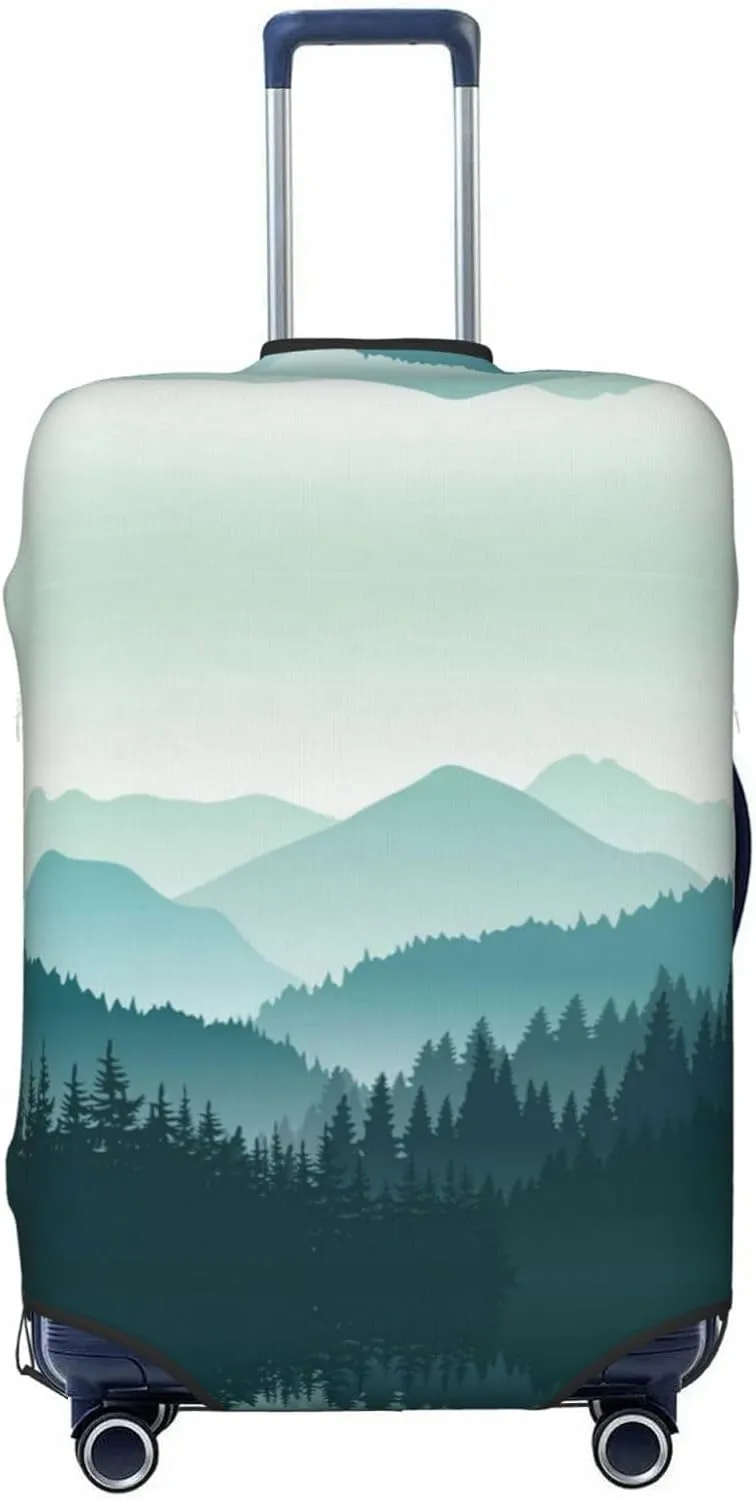 Travel Luggage Cover Suitcase Stretch Washable Green Mountain Landscape Suitcase Protector Bag,Anti-Scratch With Zipper Closure Baggage Covers,X-Large