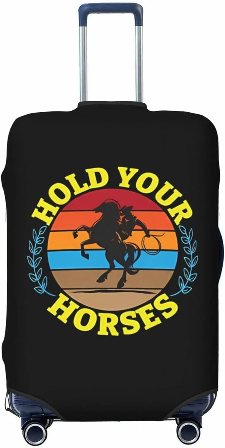 Travel Luggage Cover Suitcase Stretch Washable Hold Your Horses Suitcase Protector Bag,Spandex Double-Sided Baggage Covers,Large