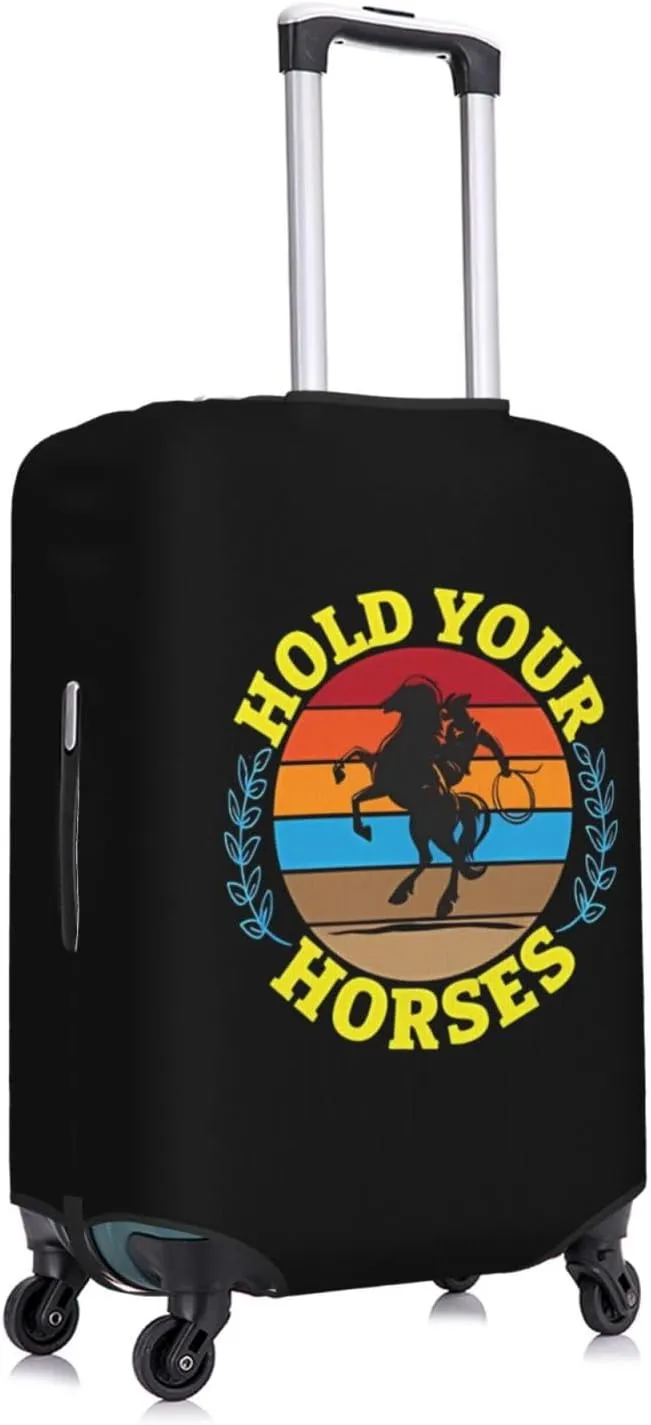Travel Luggage Cover Suitcase Stretch Washable Hold Your Horses Suitcase Protector Bag,Spandex Double-Sided Baggage Covers,Large