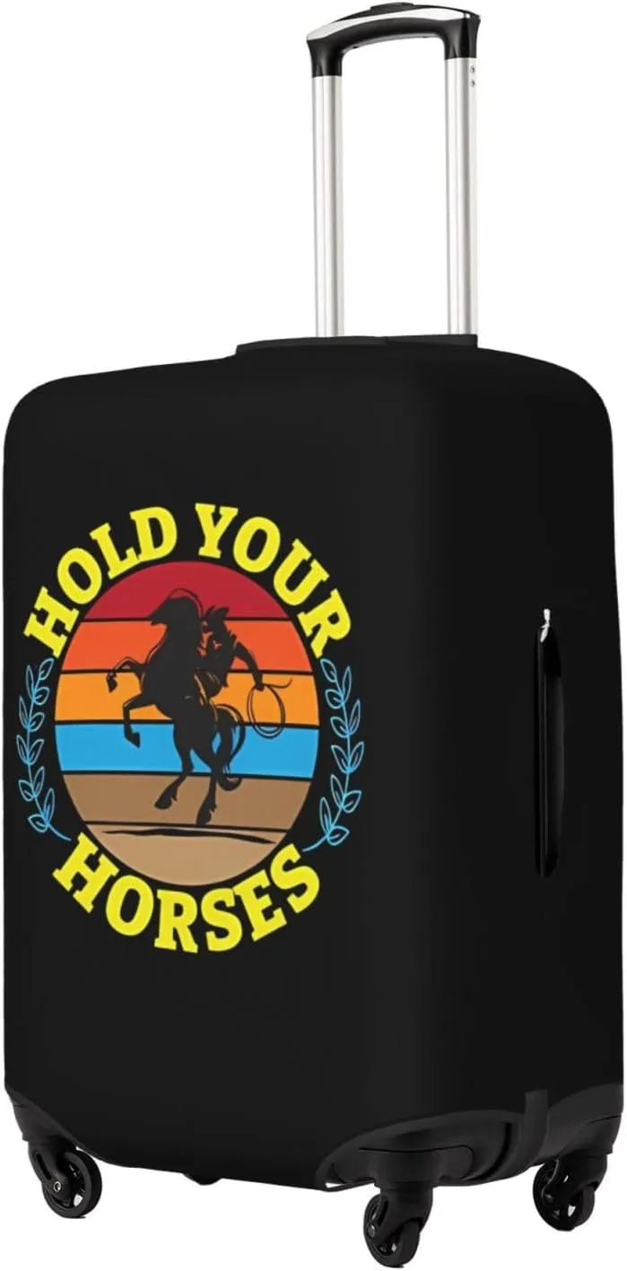 Travel Luggage Cover Suitcase Stretch Washable Hold Your Horses Suitcase Protector Bag,Spandex Double-Sided Baggage Covers,Large