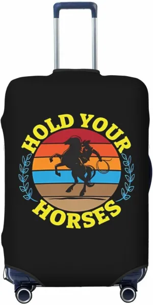 Travel Luggage Cover Suitcase Stretch Washable Hold Your Horses Suitcase Protector Bag,Spandex Double-Sided Baggage Covers,Large