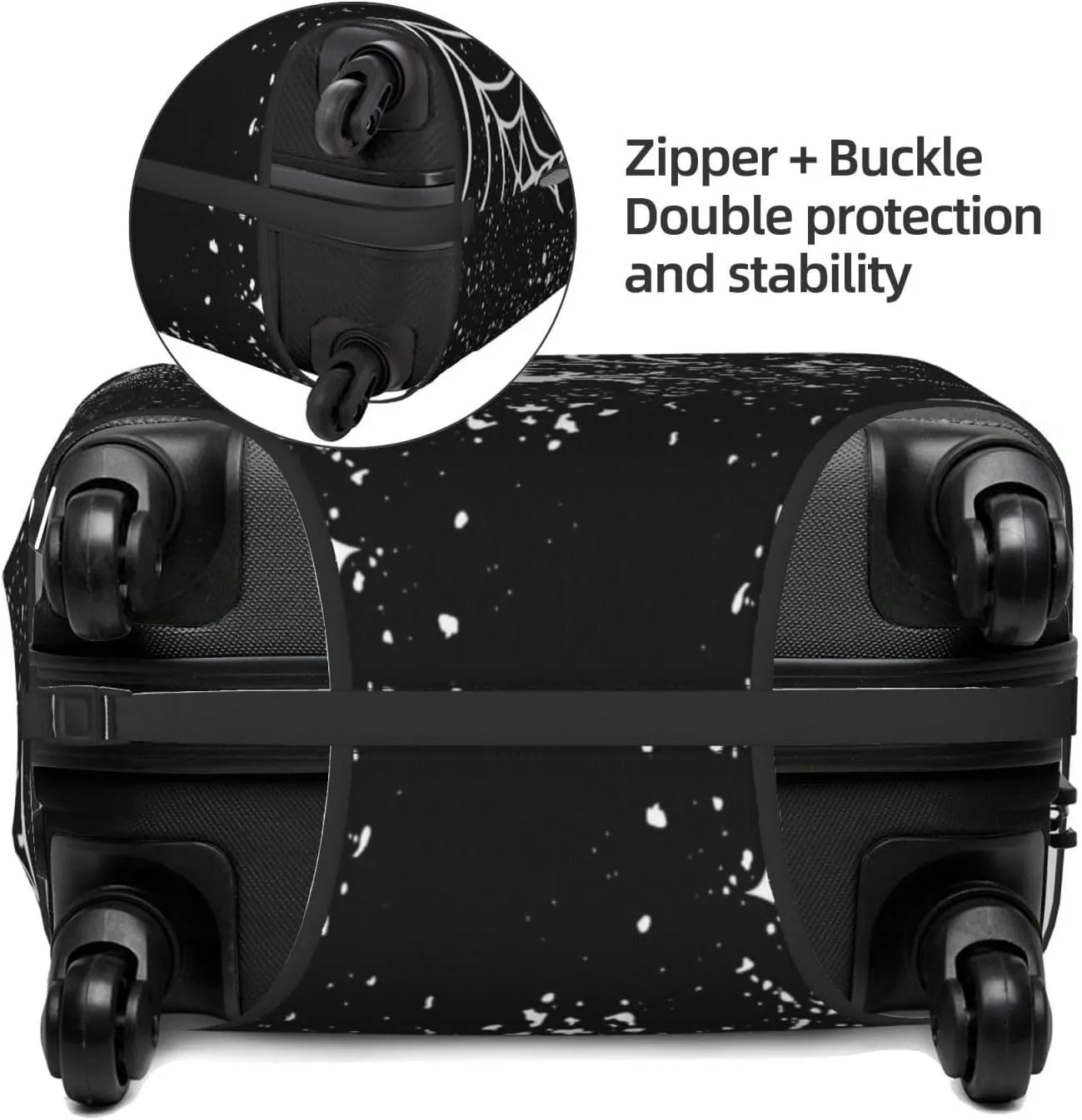 Travel Luggage Cover Suitcase Stretch Washable Horror Bat Spider Cobweb Suitcase Protector Bag,Dust-Proof Double-Sided Baggage Covers For Kid Adult,Large