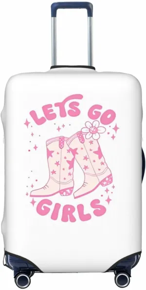 Travel Luggage Cover Suitcase Stretch Washable Lets Go Girls Cowgirl Suitcase Protector Bag,Anti-Scratch Double-Sided Baggage Covers,Medium