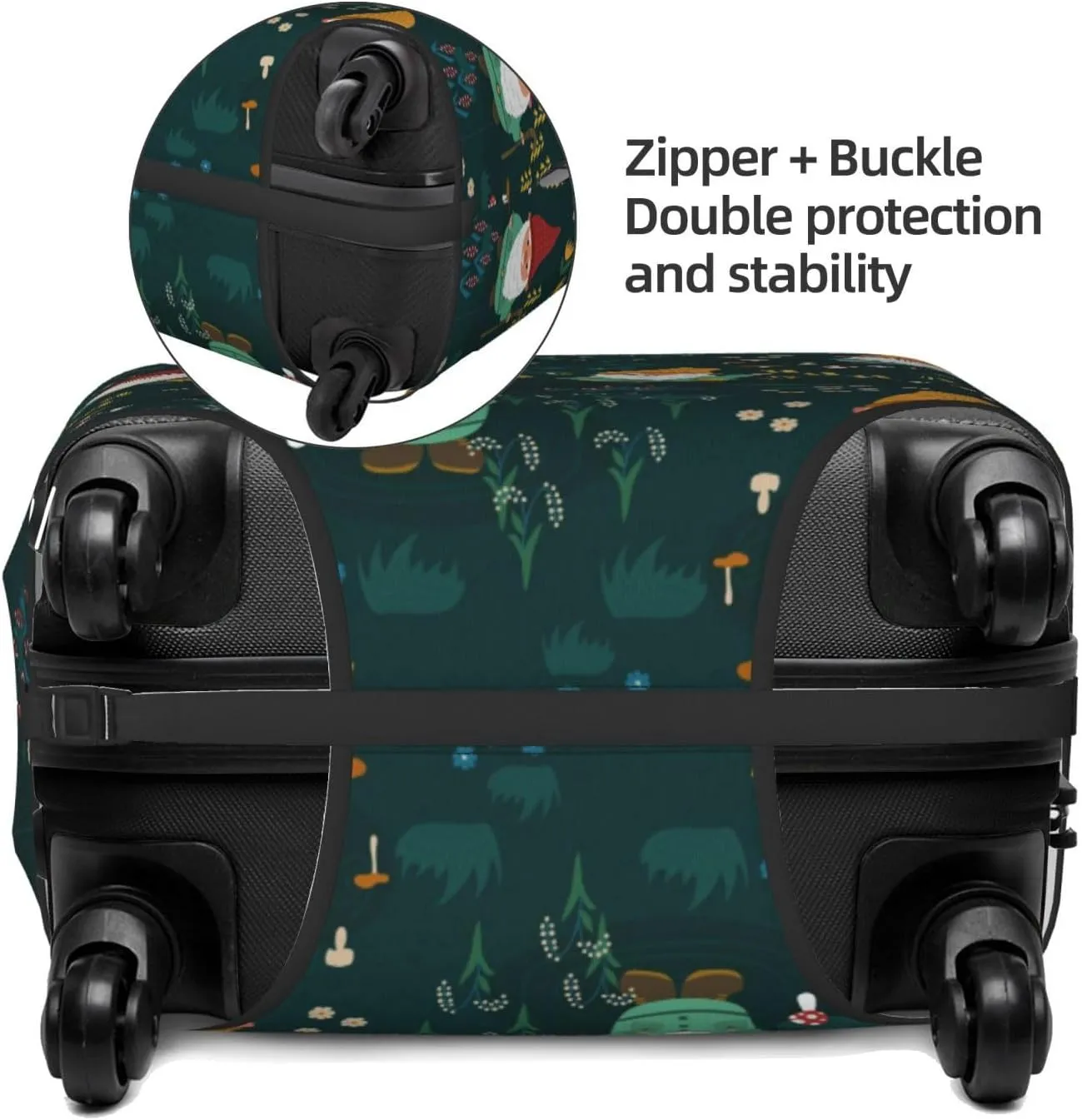 Travel Luggage Cover Suitcase Stretch Washable Little Gnomes In Meadow Suitcase Protector Bag,Anti-Scratch Double-Sided Baggage Covers,Medium