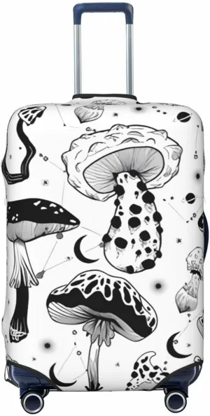 Travel Luggage Cover Suitcase Stretch Washable Mystical Mushroom Cottagecore Suitcase Protector Bag,Spandex Double-Sided Baggage Covers,Medium