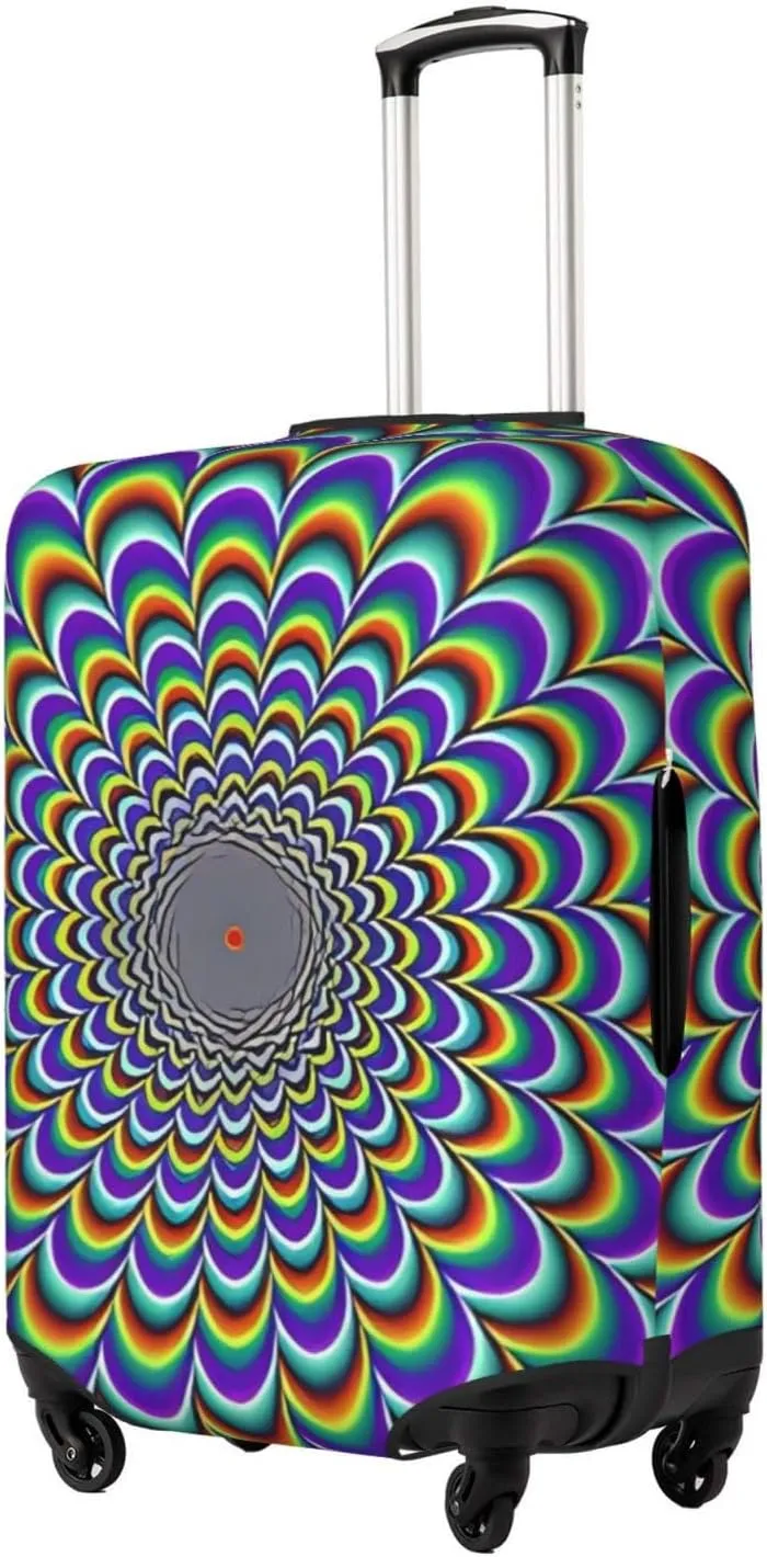 Travel Luggage Cover Suitcase Stretch Washable Optical Illusion Spirals Suitcase Protector Bag,Anti-Scratch With Zipper Closure Baggage Covers For Kid Adult,Medium