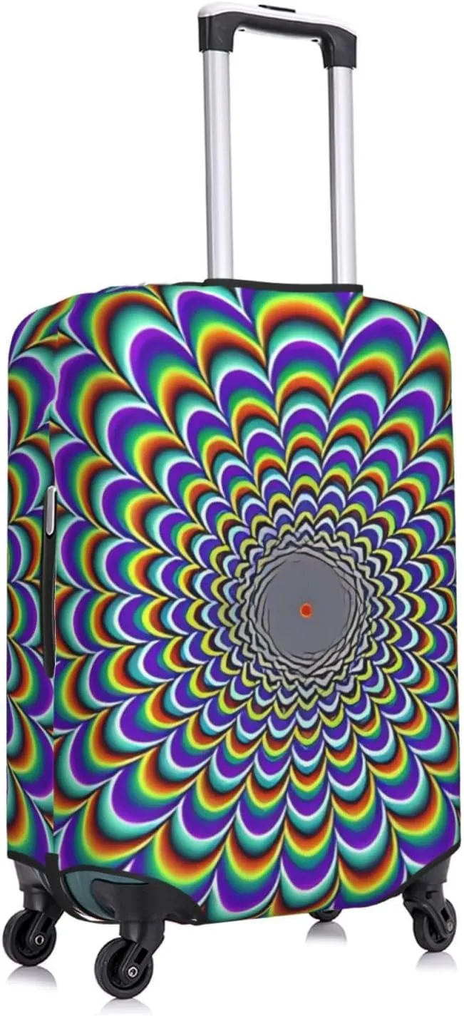 Travel Luggage Cover Suitcase Stretch Washable Optical Illusion Spirals Suitcase Protector Bag,Anti-Scratch With Zipper Closure Baggage Covers For Kid Adult,Medium