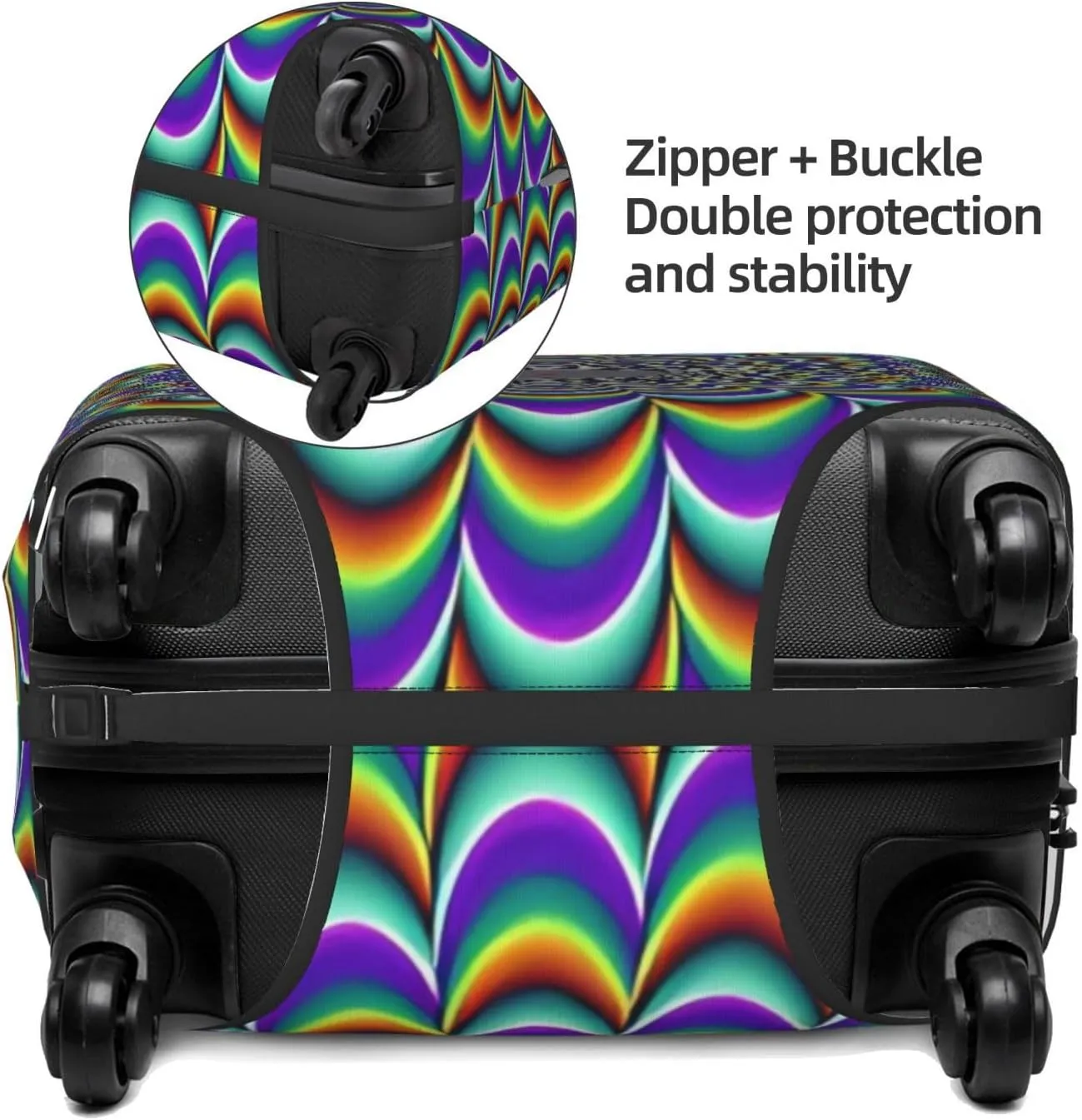Travel Luggage Cover Suitcase Stretch Washable Optical Illusion Spirals Suitcase Protector Bag,Anti-Scratch With Zipper Closure Baggage Covers For Kid Adult,Medium