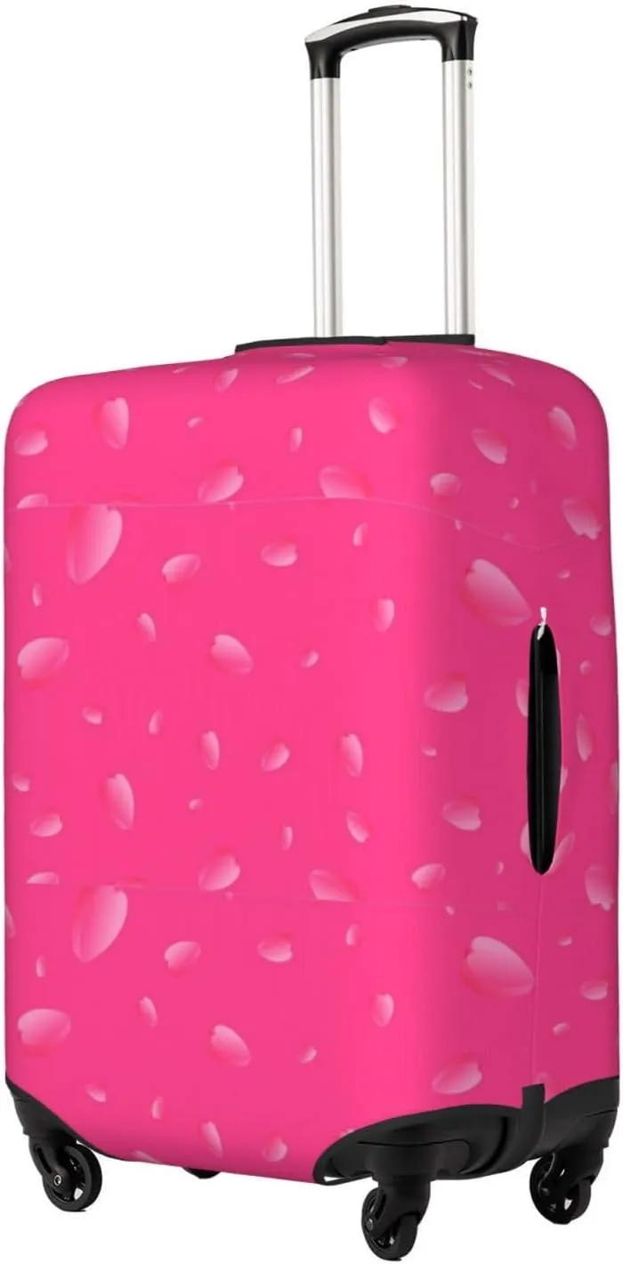 Travel Luggage Cover Suitcase Stretch Washable Pink 3d Hearts Valentines Day Suitcase Protector Bag,Anti-Scratch Double-Sided Baggage Covers,Large