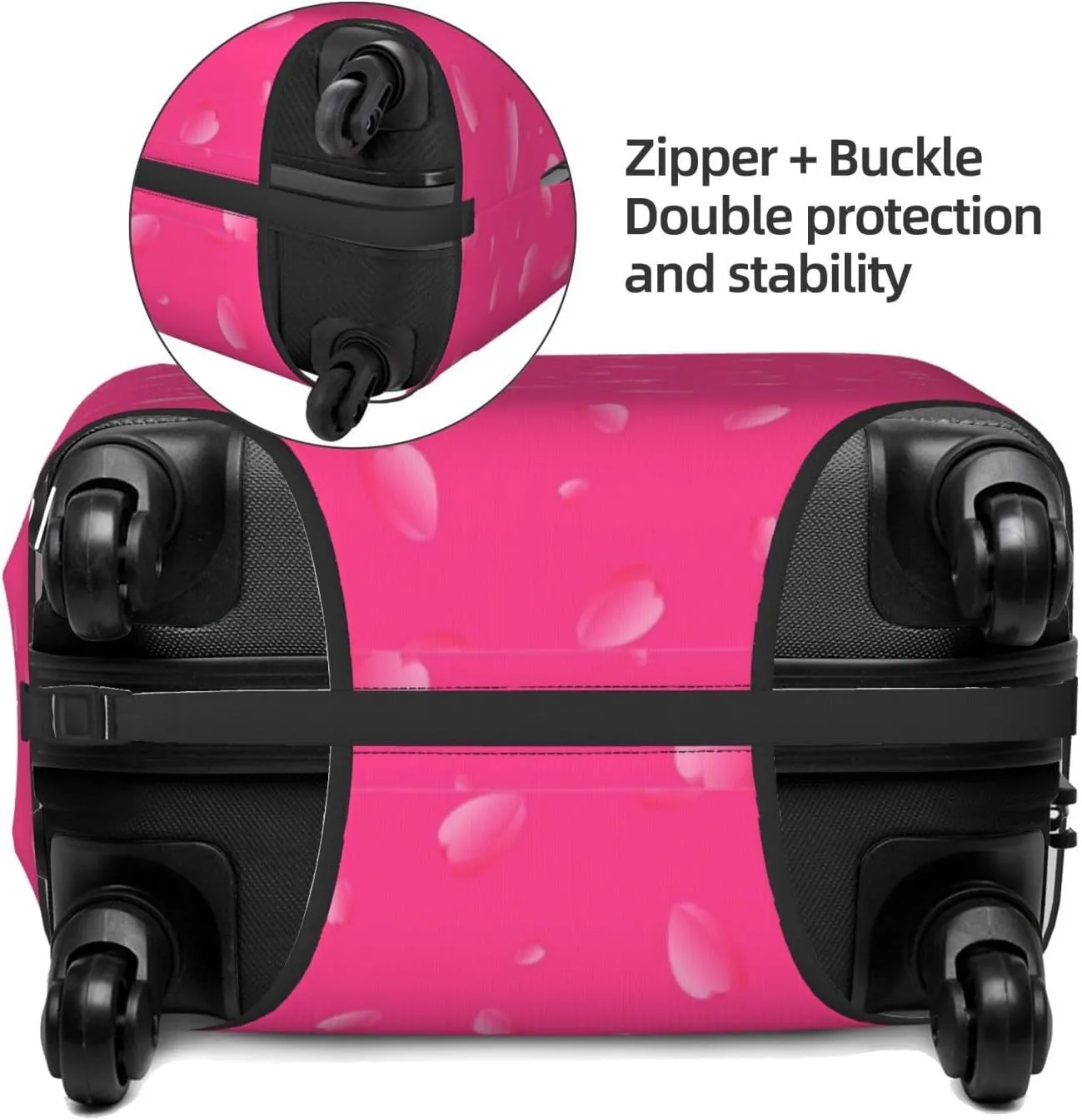 Travel Luggage Cover Suitcase Stretch Washable Pink 3d Hearts Valentines Day Suitcase Protector Bag,Anti-Scratch Double-Sided Baggage Covers,Large
