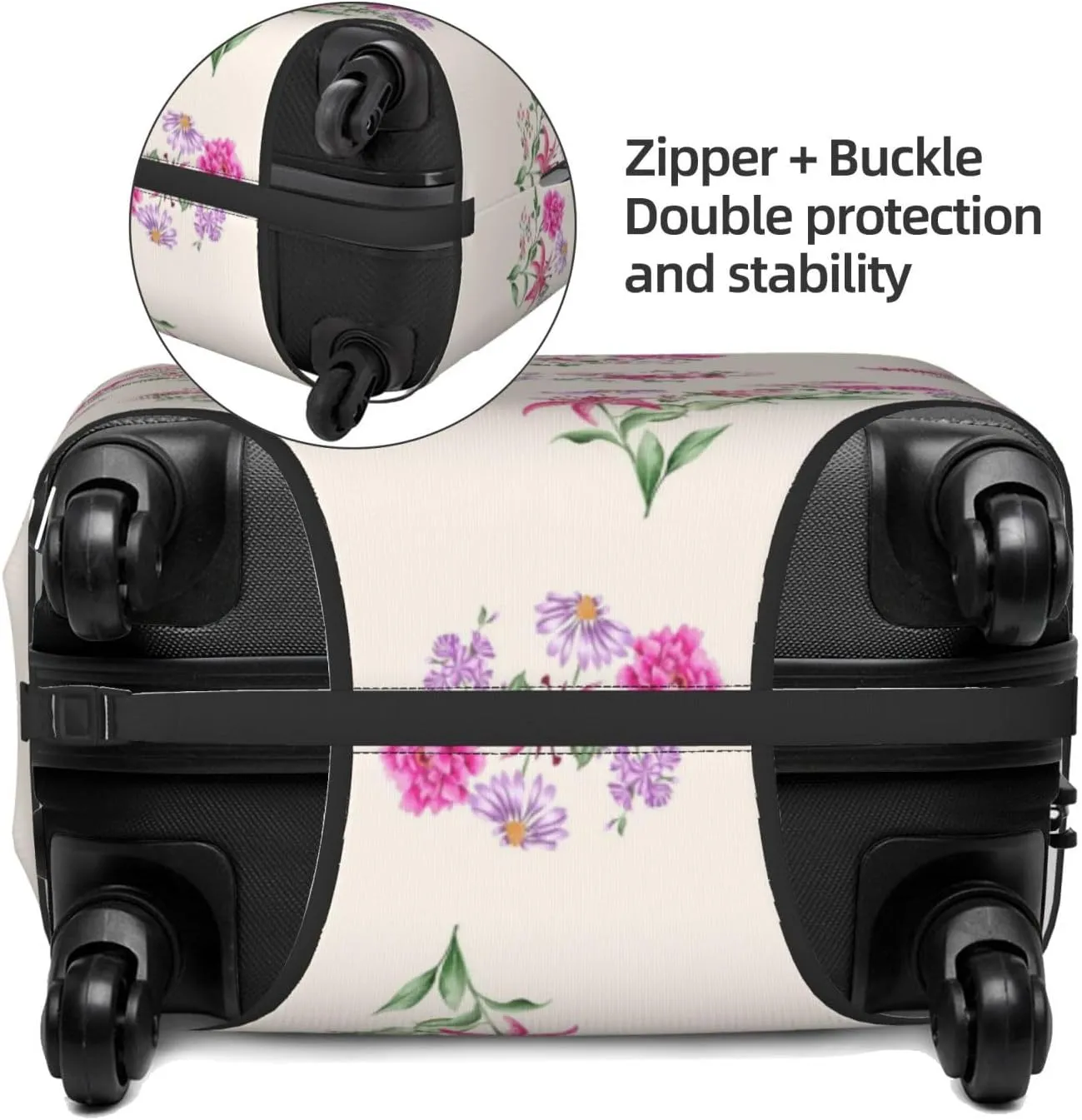 Travel Luggage Cover Suitcase Stretch Washable Pink Purple Flowers Suitcase Protector Bag,Spandex Double-Sided Baggage Covers,Large