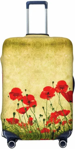 Travel Luggage Cover Suitcase Stretch Washable Poppies Suitcase Protector Bag,Dust-Proof With Zipper Closure Baggage Covers For Kid Adult,Medium