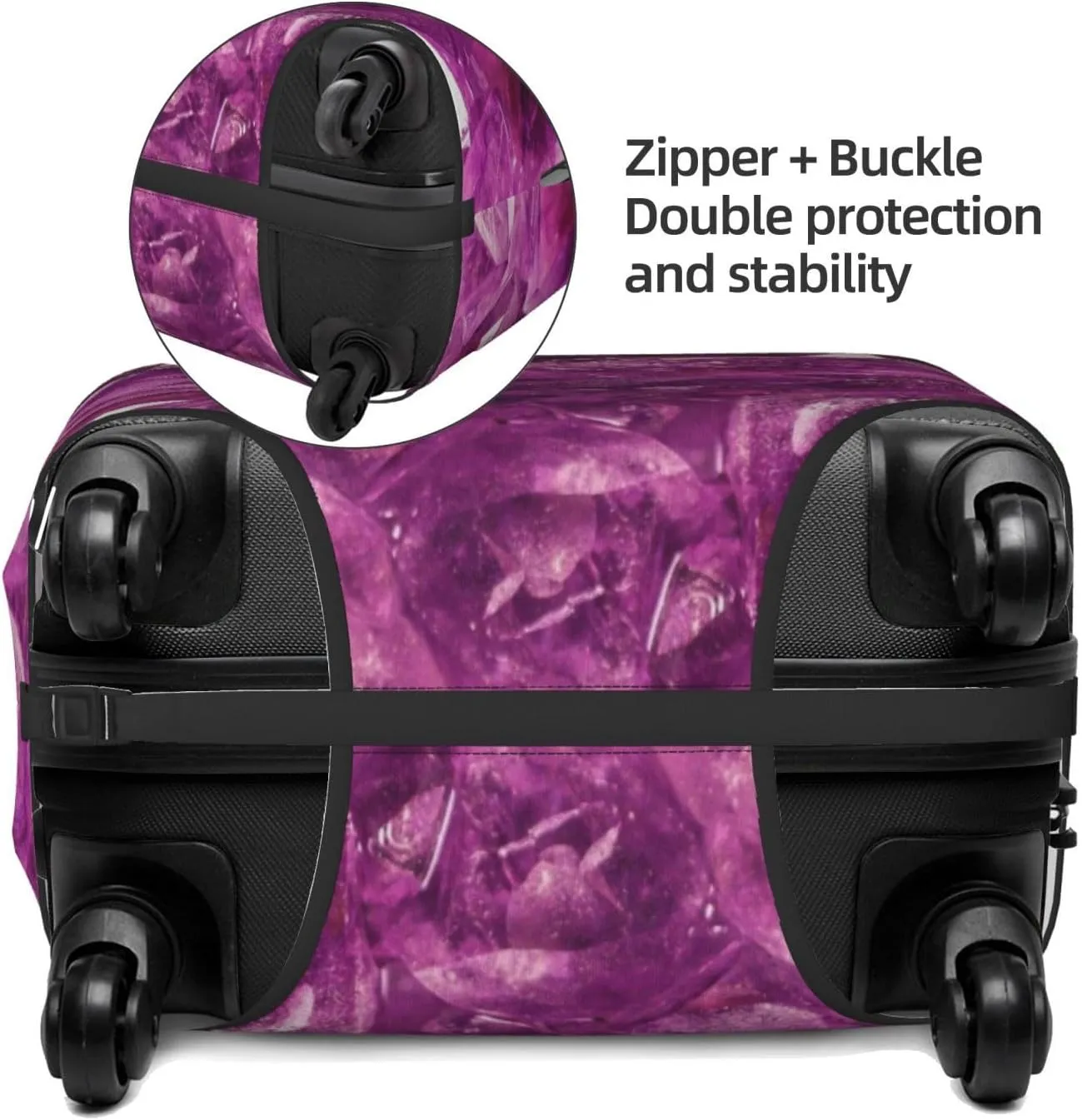 Travel Luggage Cover Suitcase Stretch Washable Purple Crystals Suitcase Protector Bag,Anti-Scratch Double-Sided Baggage Covers,Large