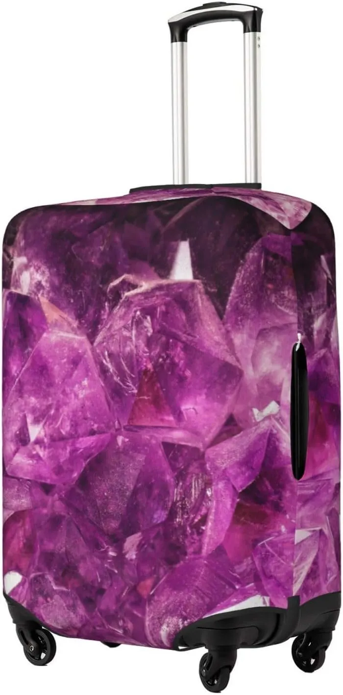 Travel Luggage Cover Suitcase Stretch Washable Purple Crystals Suitcase Protector Bag,Anti-Scratch Double-Sided Baggage Covers,Large