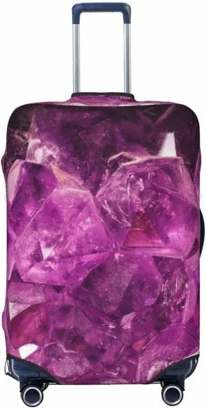 Travel Luggage Cover Suitcase Stretch Washable Purple Crystals Suitcase Protector Bag,Anti-Scratch Double-Sided Baggage Covers,Large