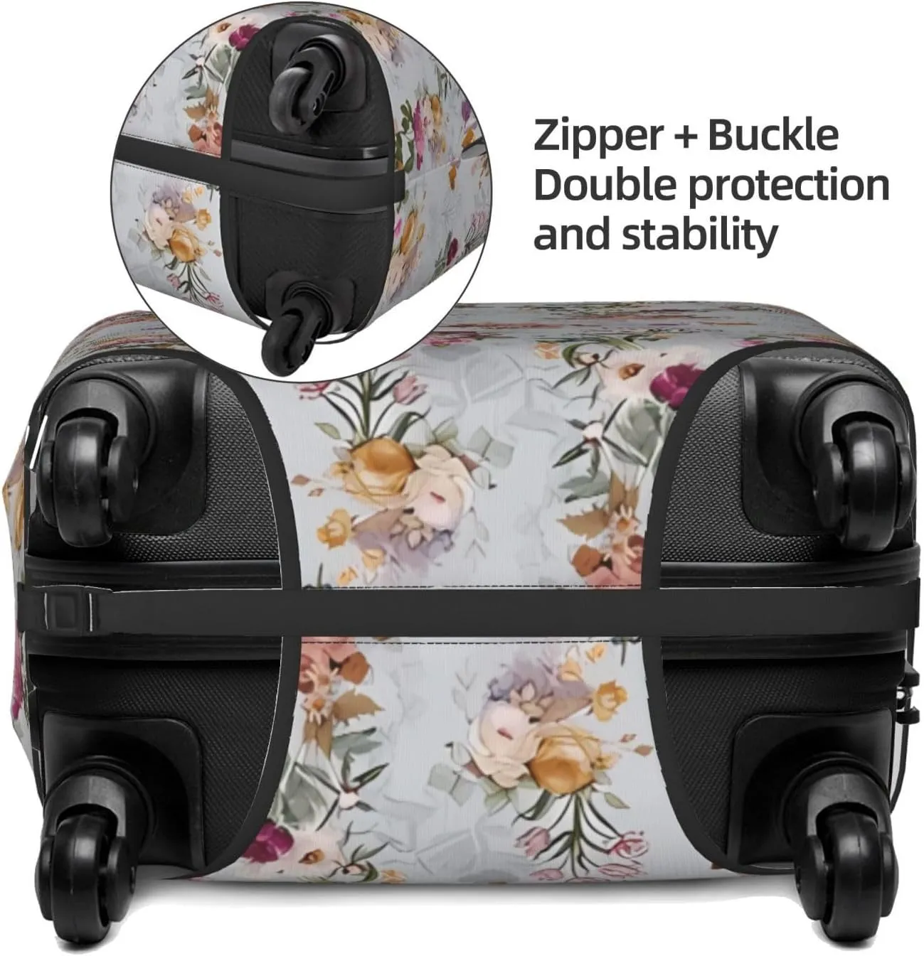 Travel Luggage Cover Suitcase Stretch Washable Rose Flower Bouquet Suitcase Protector Bag,Anti-Scratch Double-Sided Baggage Covers,X-Large