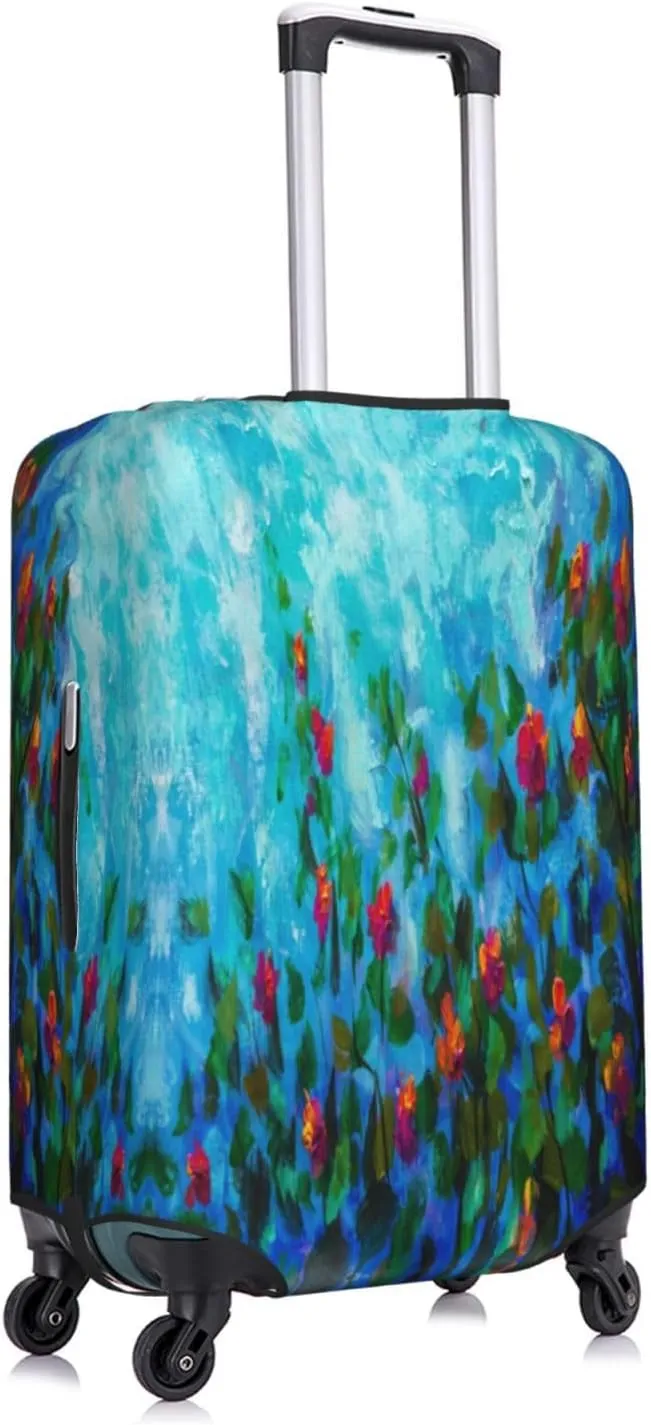 Travel Luggage Cover Suitcase Stretch Washable Spring Branch Flower Leaves Suitcase Protector Bag,Anti-Scratch With Zipper Closure Baggage Covers For Kid Adult,Medium