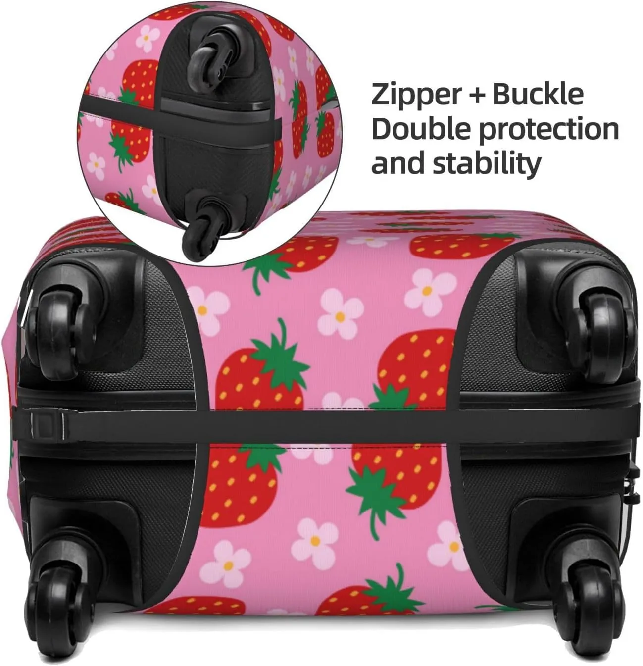 Travel Luggage Cover Suitcase Stretch Washable Strawberry Suitcase Protector Bag,Dust-Proof With Zipper Closure Baggage Covers For Kid Adult,Large