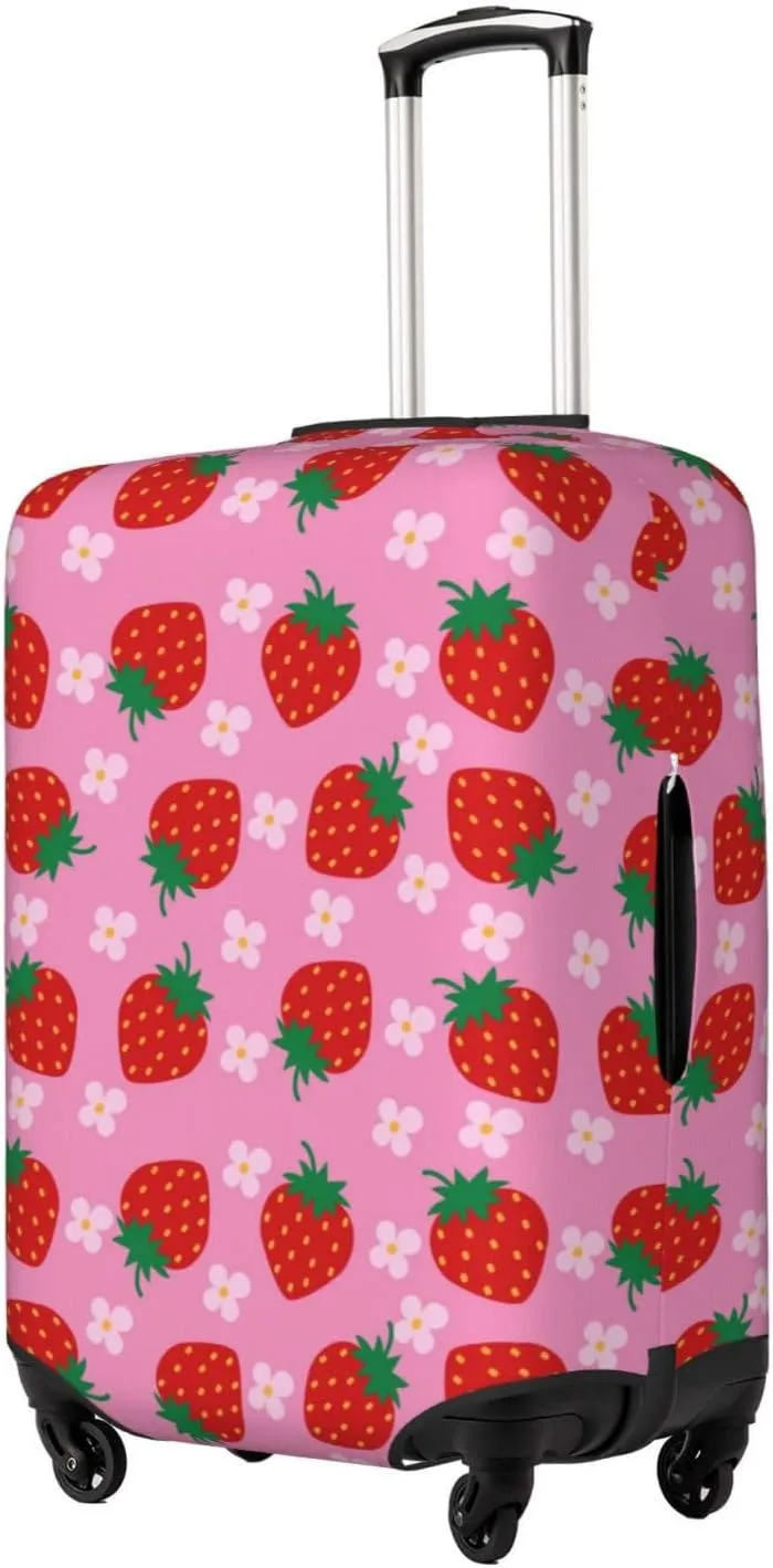 Travel Luggage Cover Suitcase Stretch Washable Strawberry Suitcase Protector Bag,Dust-Proof With Zipper Closure Baggage Covers For Kid Adult,Large