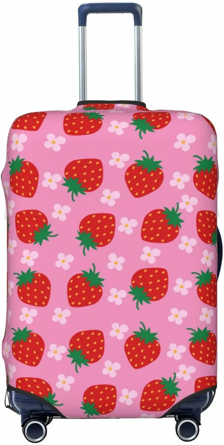 Travel Luggage Cover Suitcase Stretch Washable Strawberry Suitcase Protector Bag,Dust-Proof With Zipper Closure Baggage Covers For Kid Adult,Large