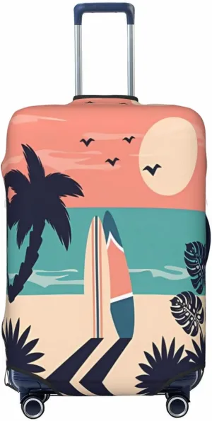 Travel Luggage Cover Suitcase Stretch Washable Surfboards In Beach Sand Suitcase Protector Bag,Dust-Proof Double-Sided Baggage Covers For Kid Adult,X-Large