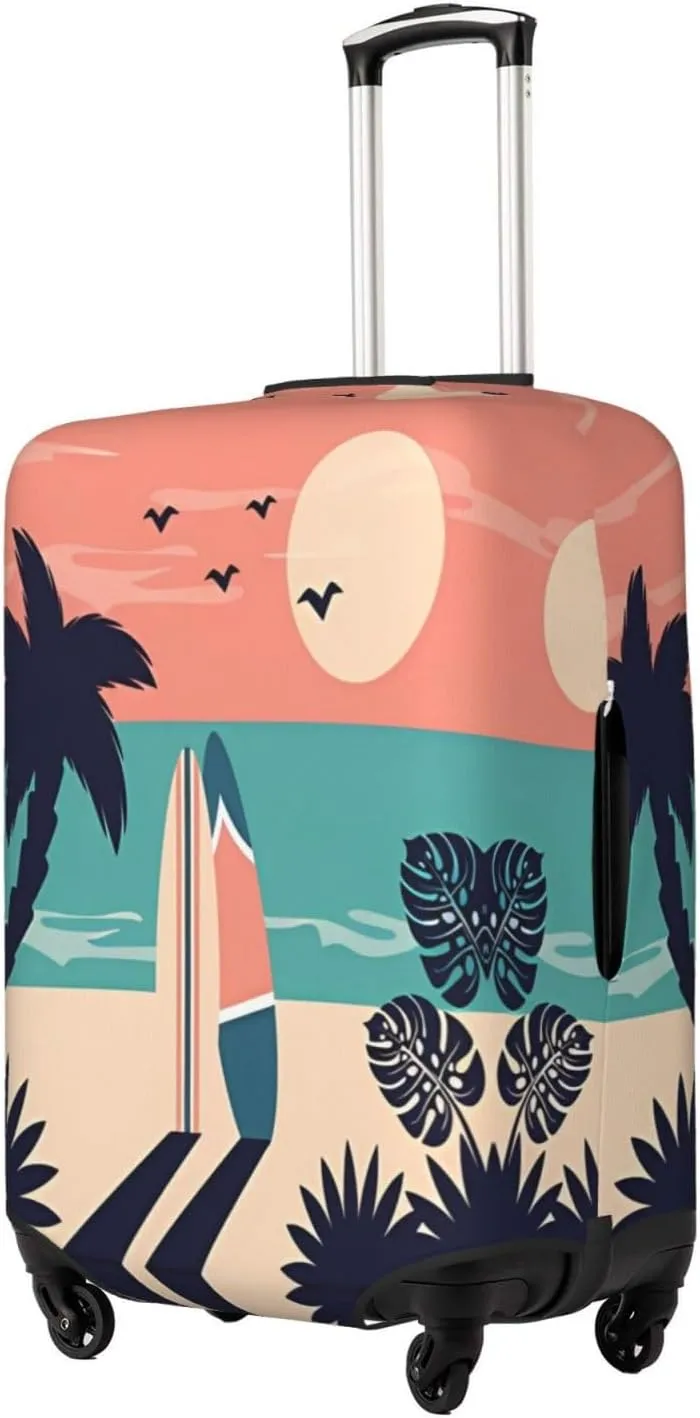 Travel Luggage Cover Suitcase Stretch Washable Surfboards In Beach Sand Suitcase Protector Bag,Dust-Proof Double-Sided Baggage Covers For Kid Adult,X-Large