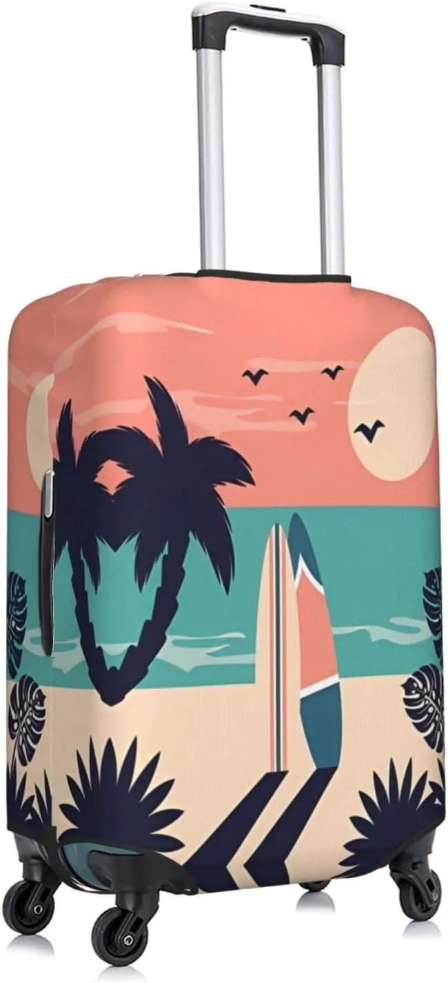 Travel Luggage Cover Suitcase Stretch Washable Surfboards In Beach Sand Suitcase Protector Bag,Dust-Proof Double-Sided Baggage Covers For Kid Adult,X-Large