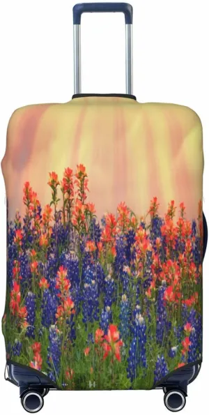 Travel Luggage Cover Suitcase Stretch Washable Texas Flowers Suitcase Protector Bag,Dust-Proof Double-Sided Baggage Covers For Kid Adult,X-Large