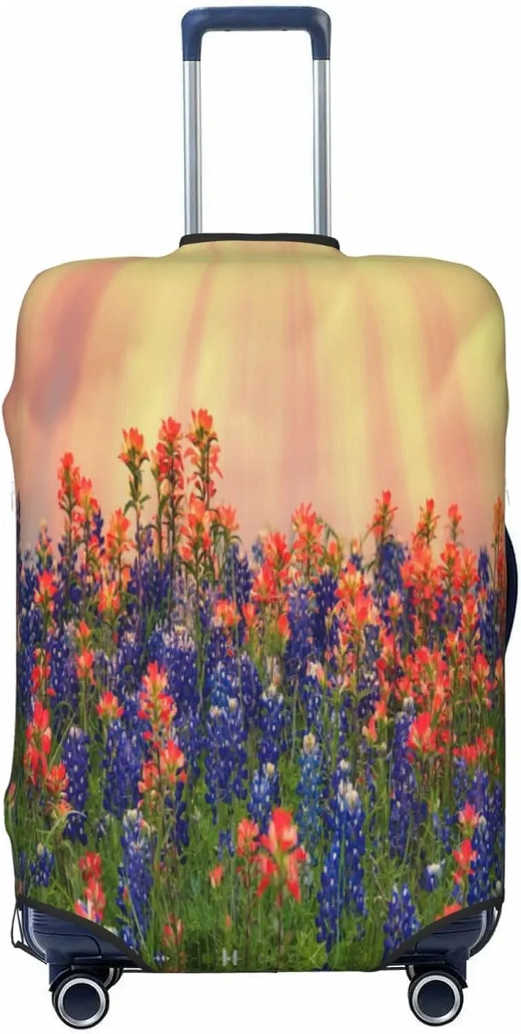 Travel Luggage Cover Suitcase Stretch Washable Texas Flowers Suitcase Protector Bag,Dust-Proof Double-Sided Baggage Covers For Kid Adult,X-Large