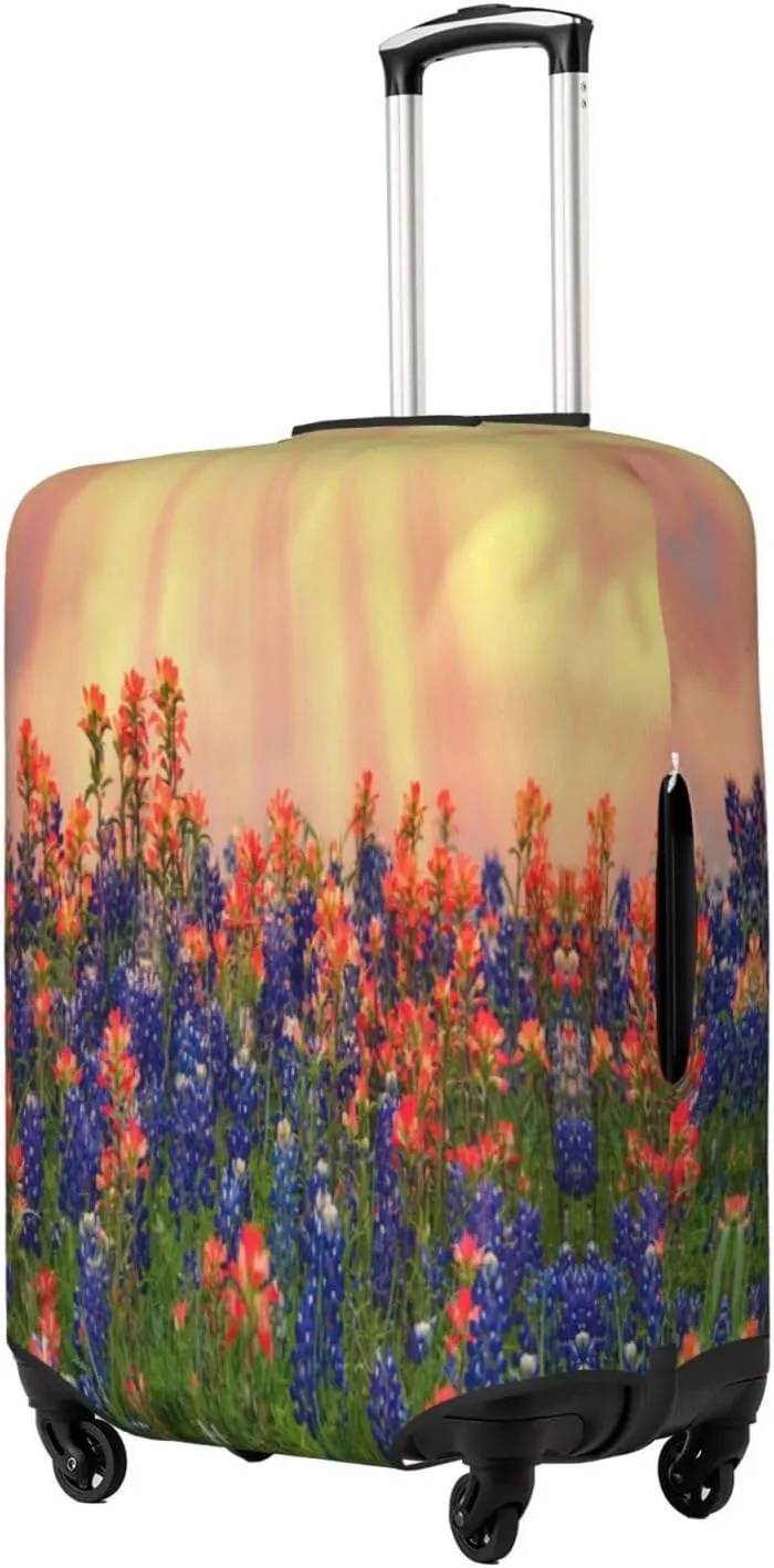 Travel Luggage Cover Suitcase Stretch Washable Texas Flowers Suitcase Protector Bag,Dust-Proof Double-Sided Baggage Covers For Kid Adult,X-Large