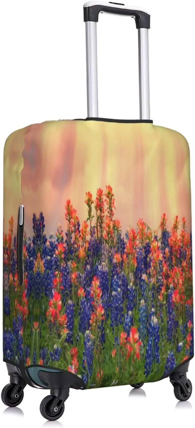 Travel Luggage Cover Suitcase Stretch Washable Texas Flowers Suitcase Protector Bag,Dust-Proof Double-Sided Baggage Covers For Kid Adult,X-Large