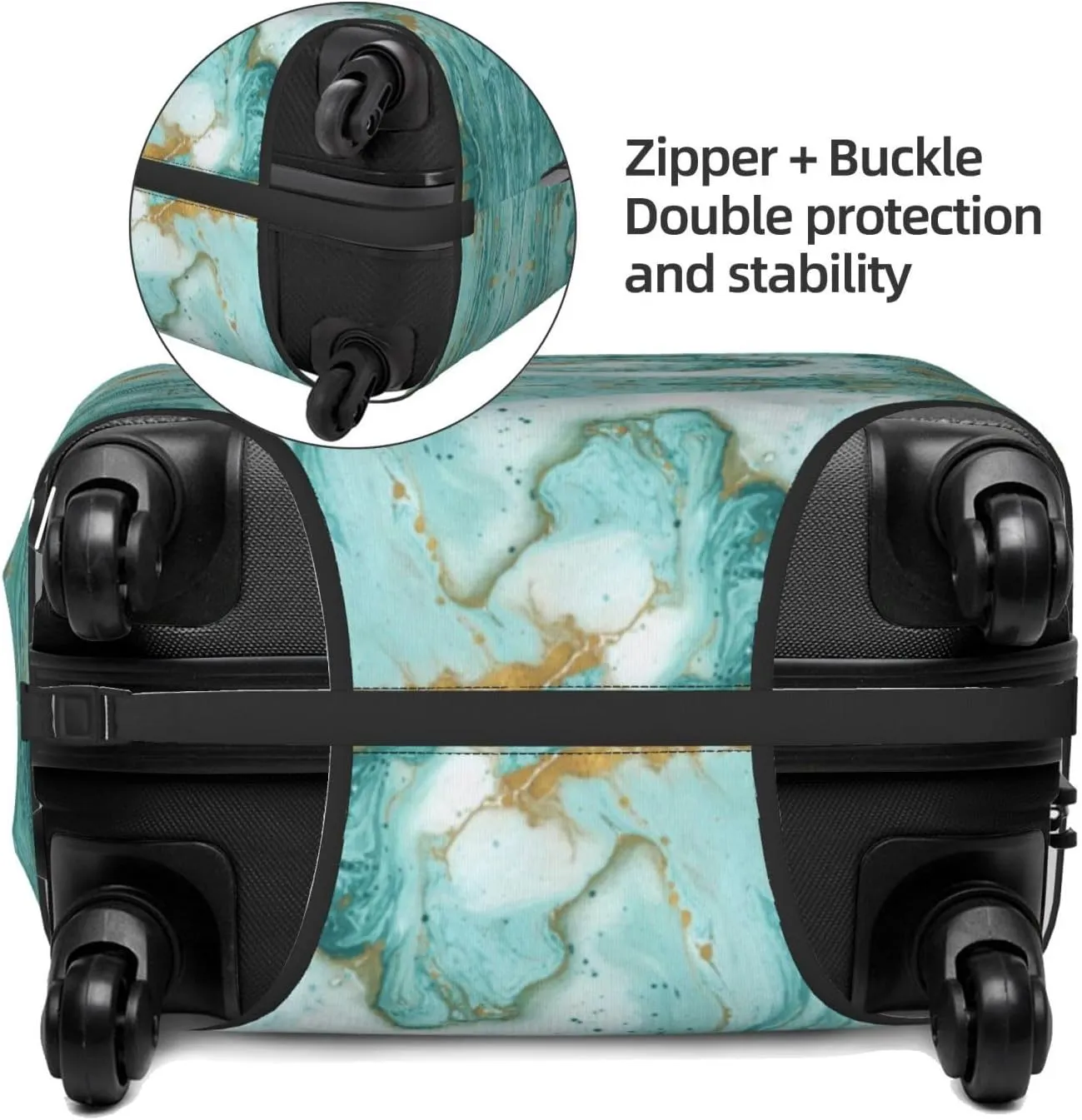 Travel Luggage Cover Suitcase Stretch Washable Turquoise Marble Texture Suitcase Protector Bag,Dust-Proof Double-Sided Baggage Covers,Medium