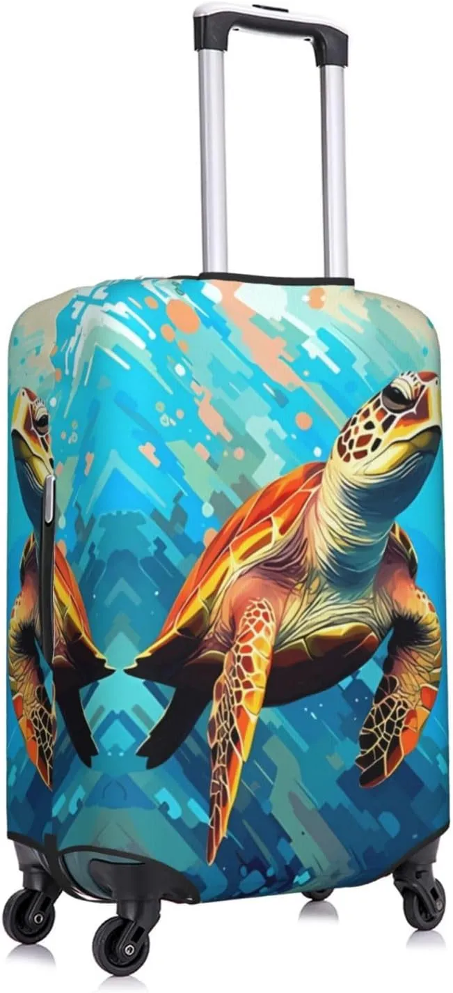 Travel Luggage Cover Suitcase Stretch Washable Turtle Suitcase Protector Bag,Dust-Proof Double-Sided Baggage Covers,X-Large