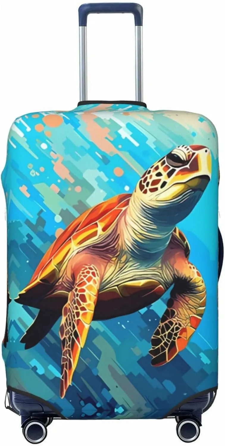 Travel Luggage Cover Suitcase Stretch Washable Turtle Suitcase Protector Bag,Dust-Proof Double-Sided Baggage Covers,X-Large