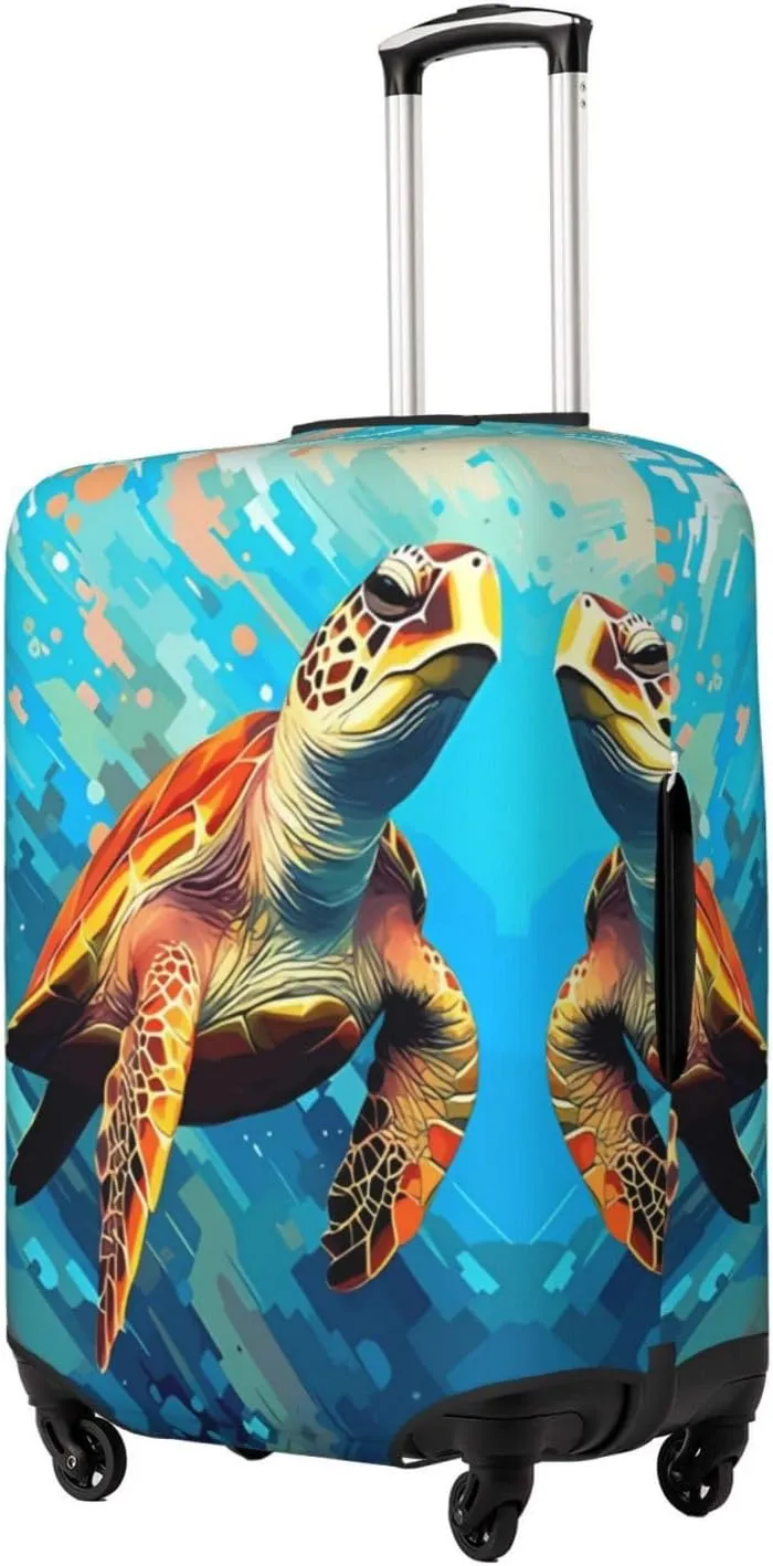 Travel Luggage Cover Suitcase Stretch Washable Turtle Suitcase Protector Bag,Dust-Proof Double-Sided Baggage Covers,X-Large