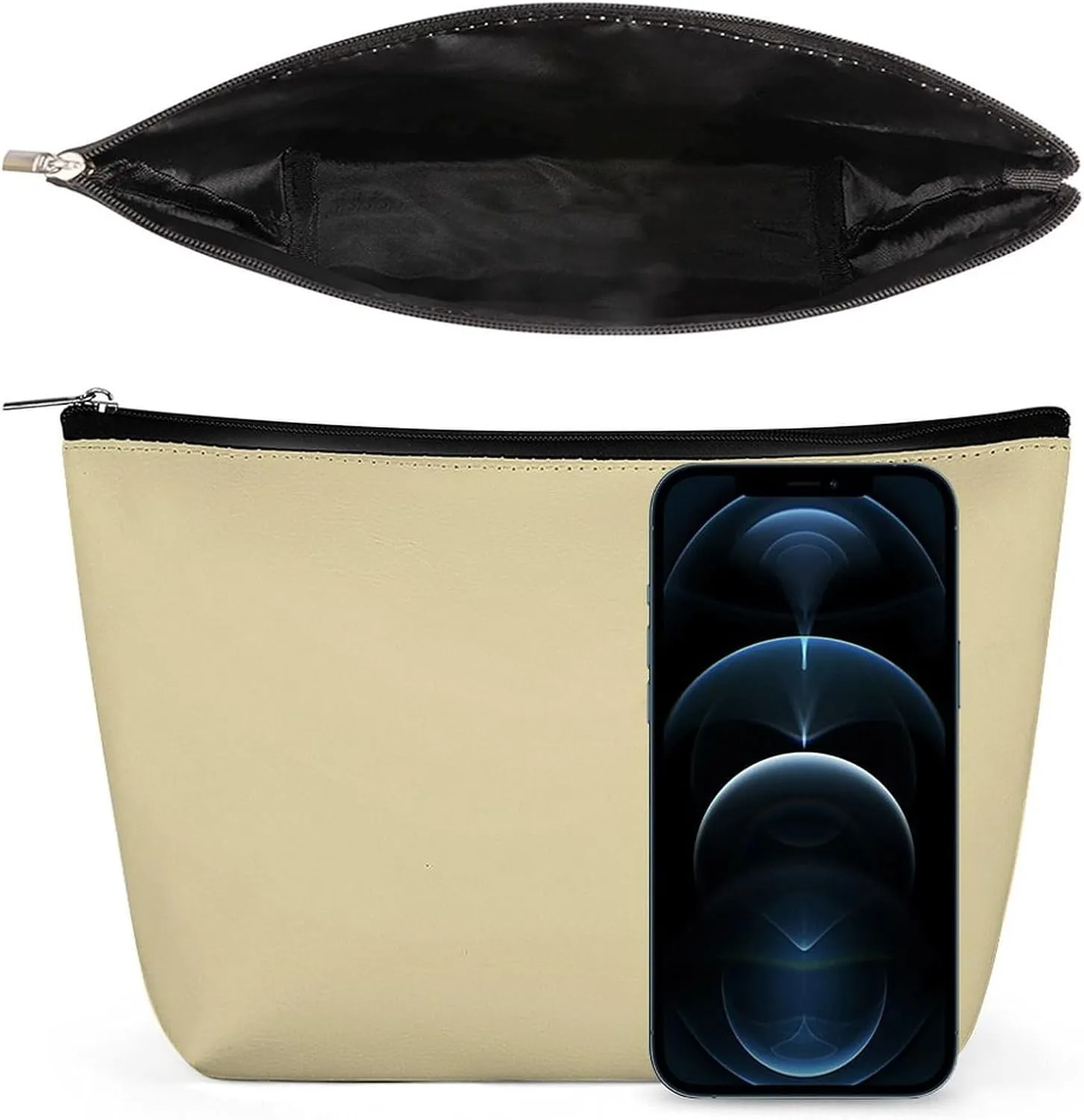 Travel Makeup Bag, Solid Beige Tan Cosmetic Bags for Women Large Capacity Waterproof Toiletry Pouch Make up Organizer