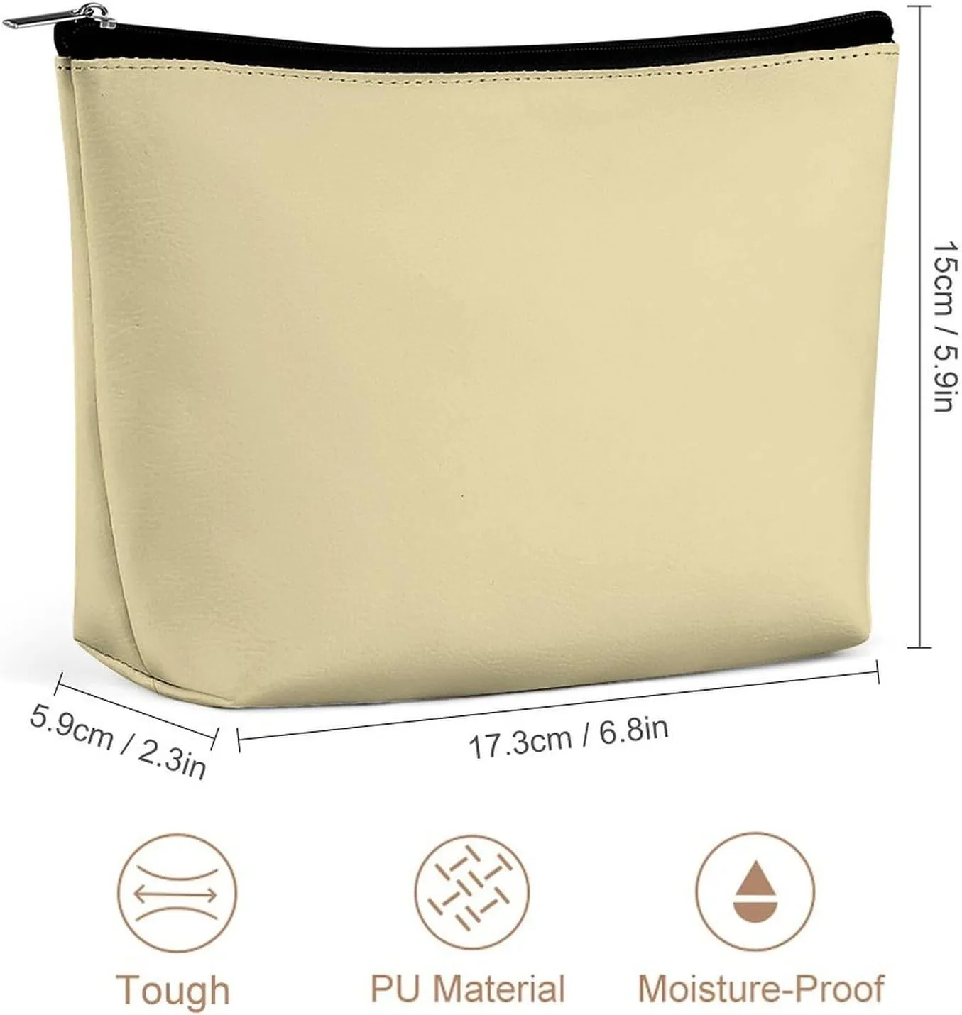 Travel Makeup Bag, Solid Beige Tan Cosmetic Bags for Women Large Capacity Waterproof Toiletry Pouch Make up Organizer