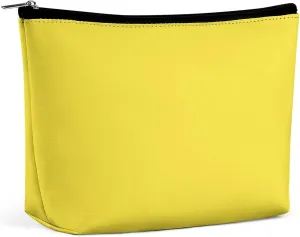 Travel Makeup Bag, Solid Bright Yellow Cosmetic Bags for Women Large Capacity Waterproof Toiletry Pouch Make up Organizer