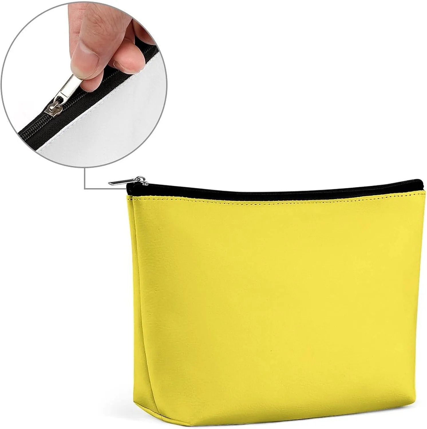 Travel Makeup Bag, Solid Bright Yellow Cosmetic Bags for Women Large Capacity Waterproof Toiletry Pouch Make up Organizer