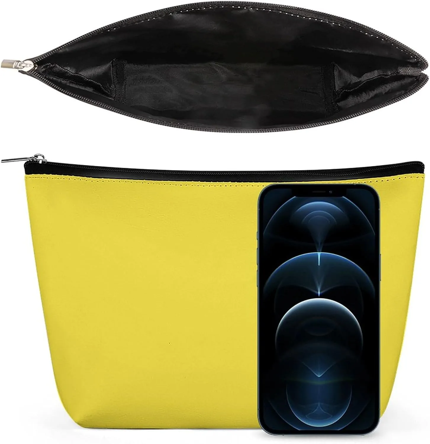 Travel Makeup Bag, Solid Bright Yellow Cosmetic Bags for Women Large Capacity Waterproof Toiletry Pouch Make up Organizer