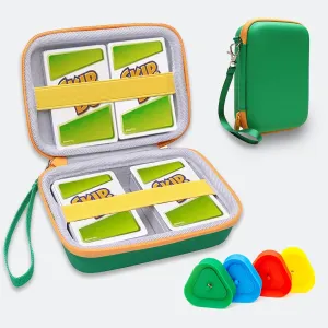 Travel Playing Card Case with 4 Colorful Holders, Portable Cards Game Storage Box with Detachable Strap for Popular Games Like Skip Bo, UNO, SKYJO - Holds 300 