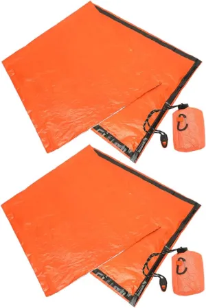 Travel Sheet Sleep Sack Drawstring 2pcs Pe Aluminum Film Sleeping Bag Lightweight Waterproof for Outdoor