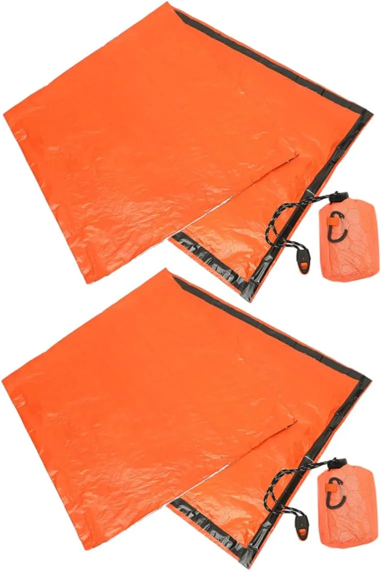 Travel Sheet Sleep Sack Drawstring 2pcs Pe Aluminum Film Sleeping Bag Lightweight Waterproof for Outdoor