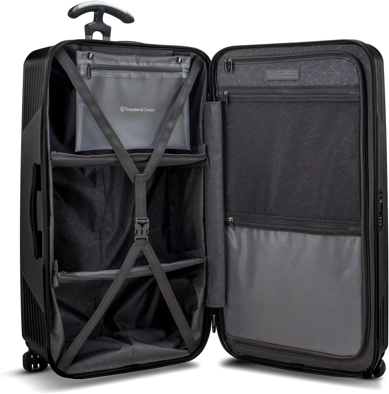Traveler's Choice Ultimax Hardside Polycarbonate Spinner Suitcase, Black, 30" Trunk Luggage